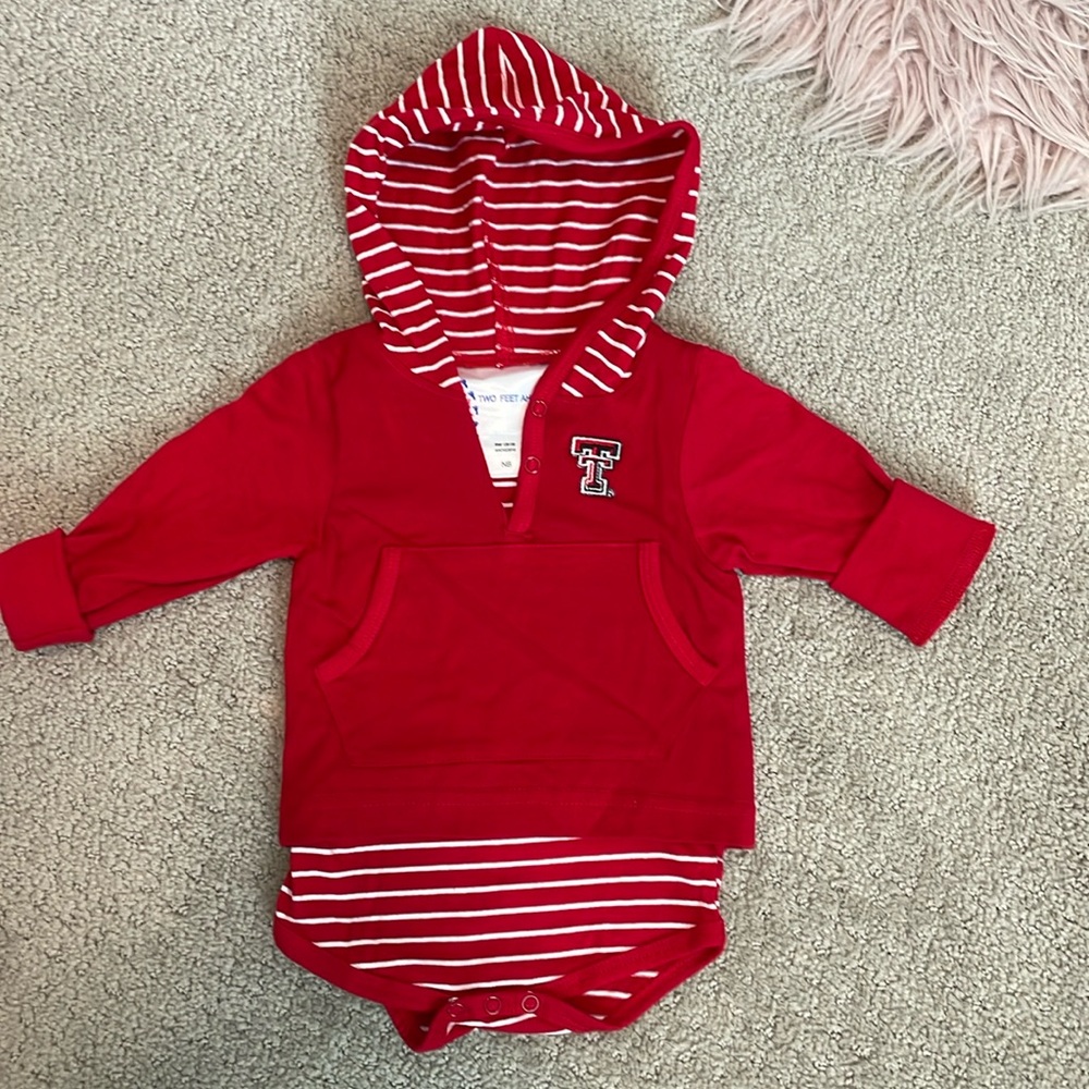 TEXAS TECH Onesie with hoodie Size NB